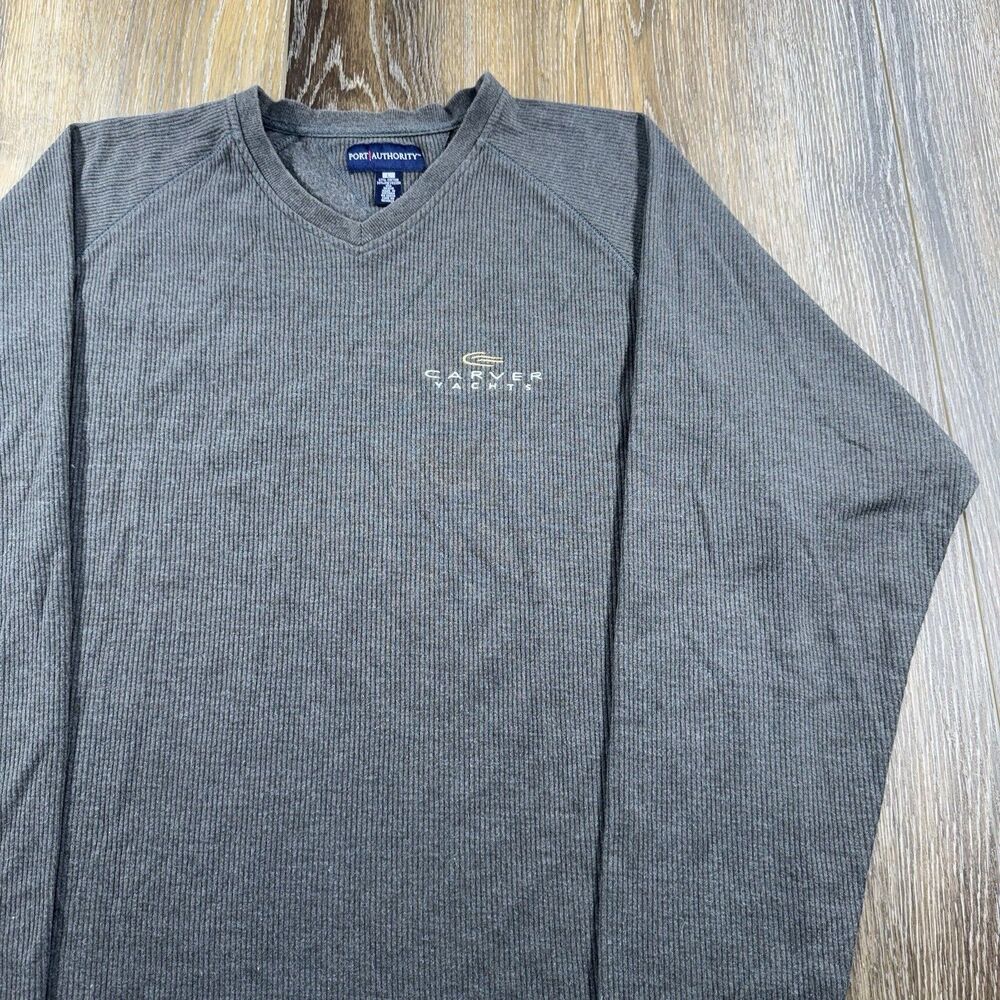 Vintage Carver Yachts Sweatshirt Mens L Gray Luxury Sailing Boating Y2K Sweater